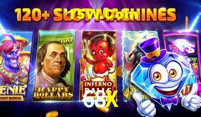 Tela de boas-vindas e lobby de jogos do aplicativo 68X